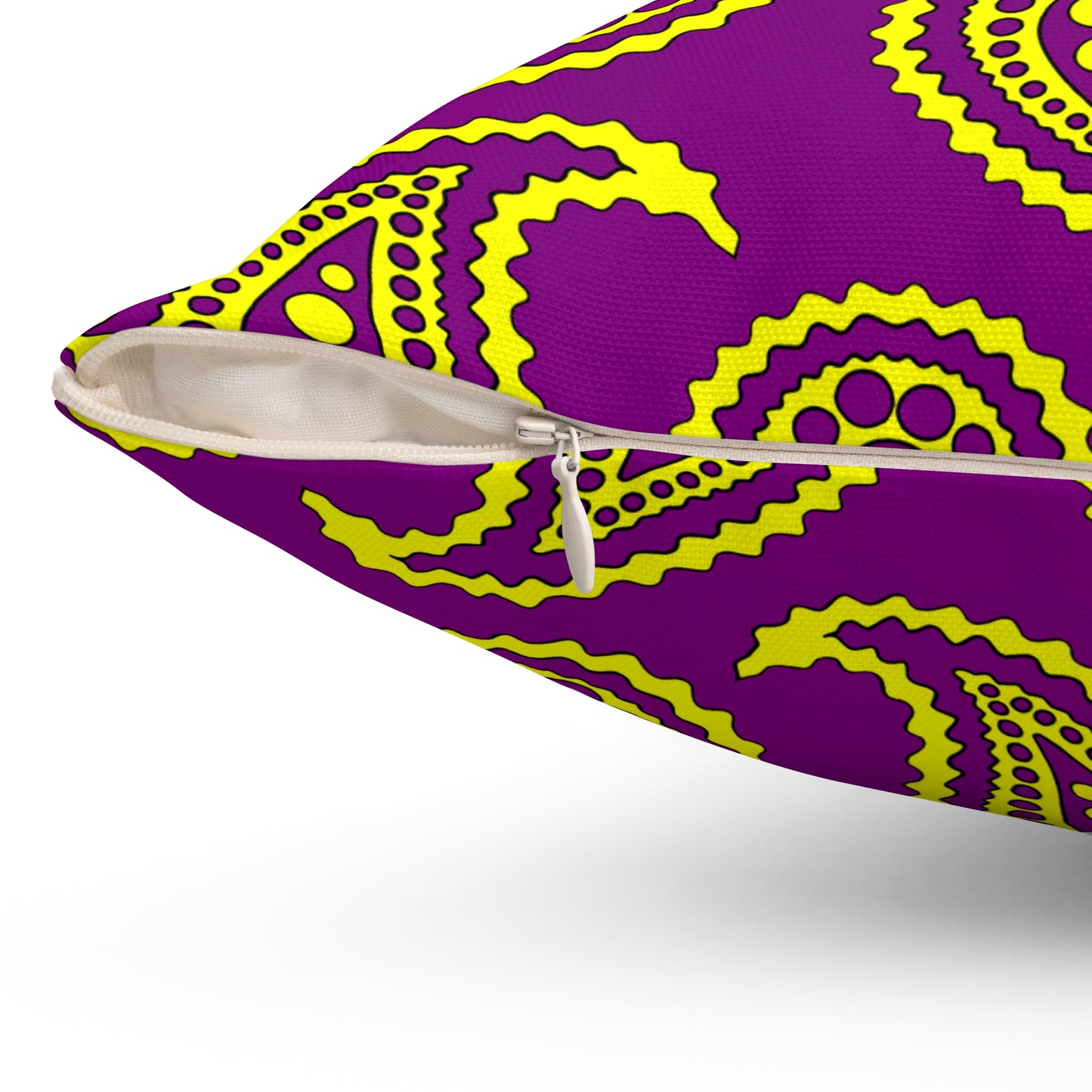 Purple, Yellow Retro Paisley Cushion Pillow