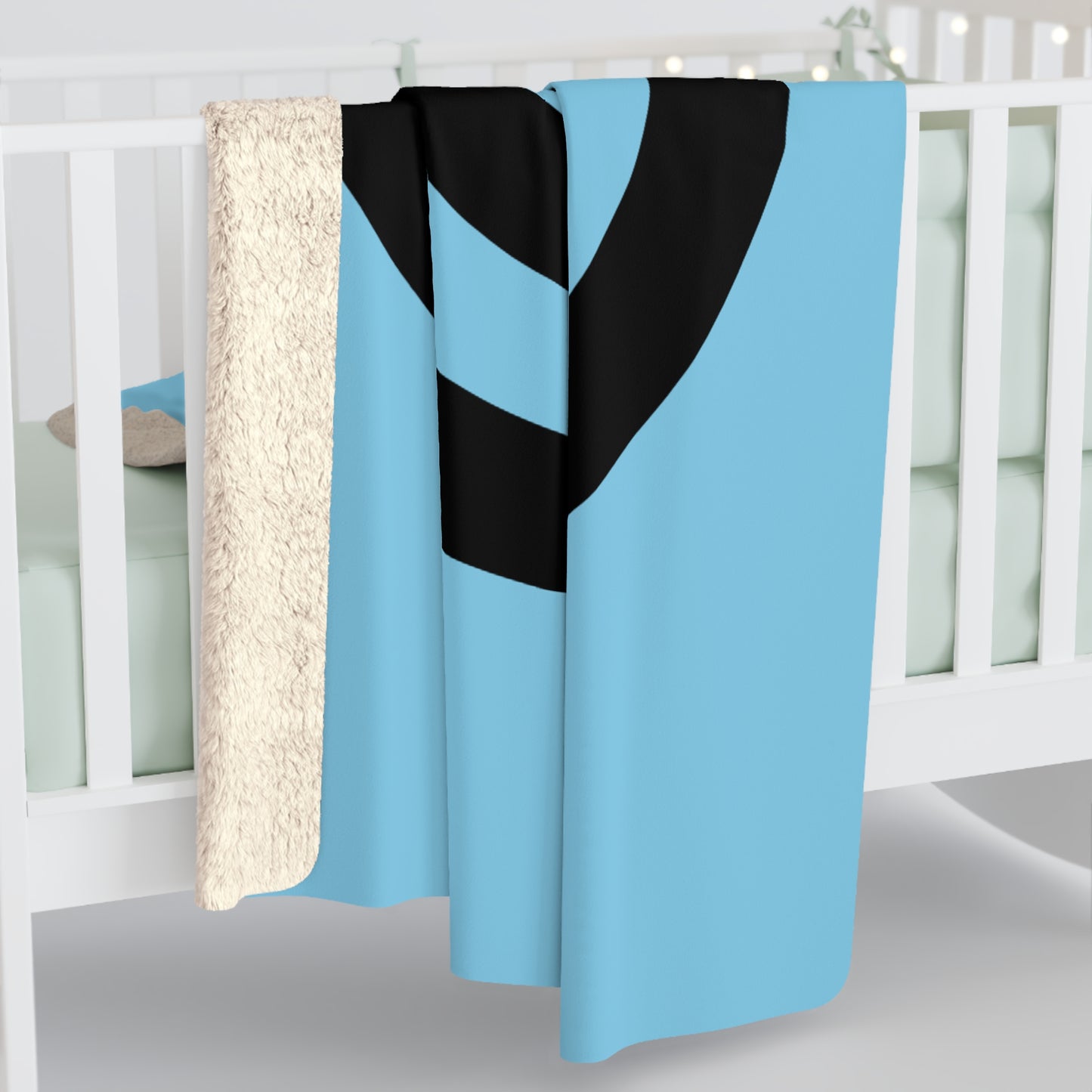 Sky Blue, Black Retro Target Blanket Throw