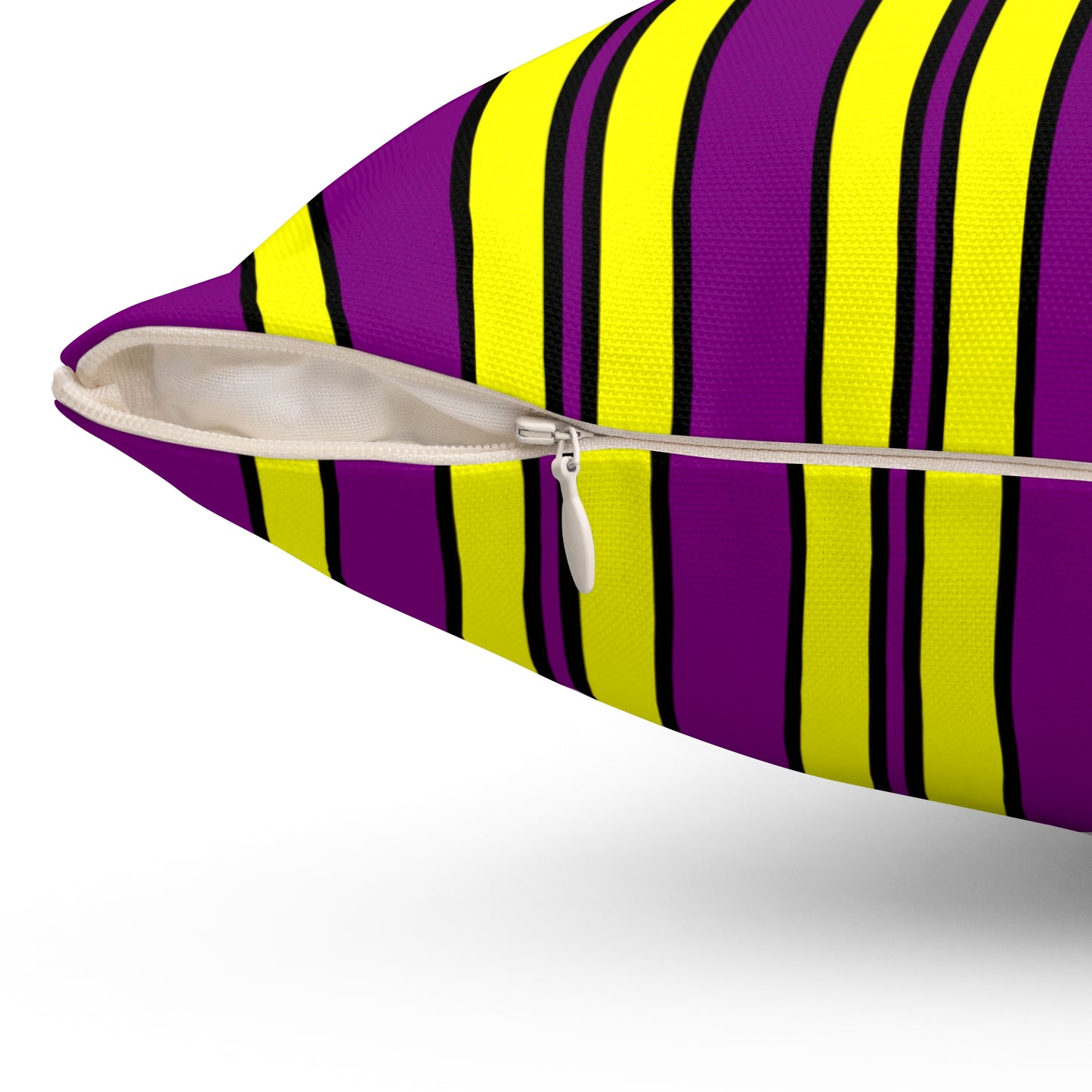 Purple, Yellow Retro Stripes Cushion Pillow
