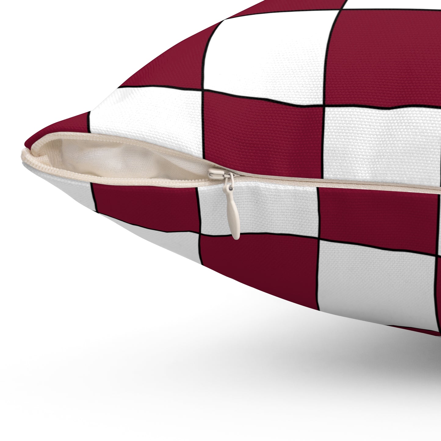 Claret, White Retro Check Cushion Pillow