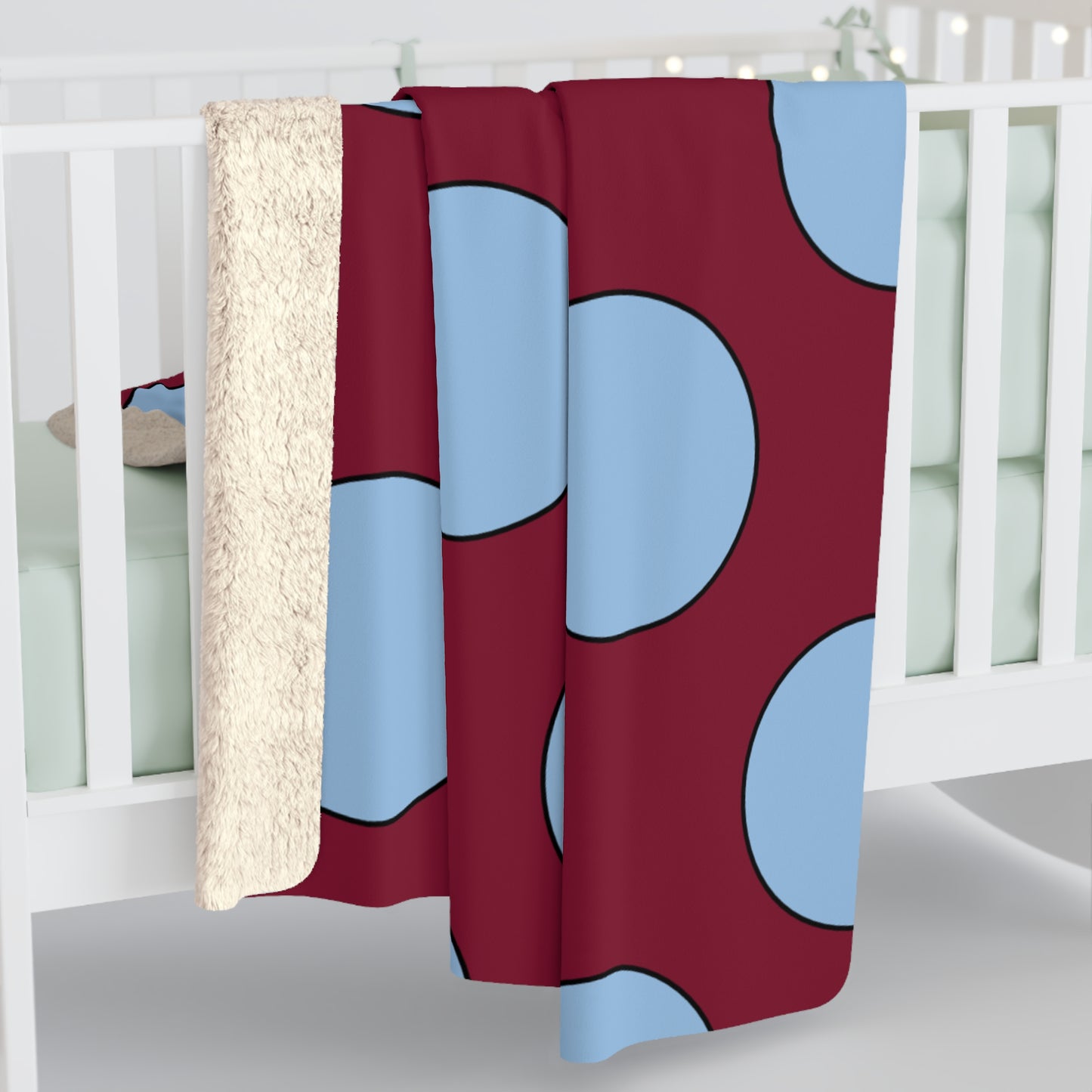 Claret, Blue Retro Polka Blanket Throw