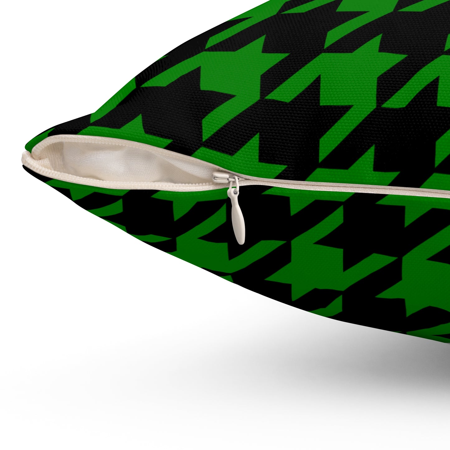 Green, Black Retro Houndstooth Cushion Pillow