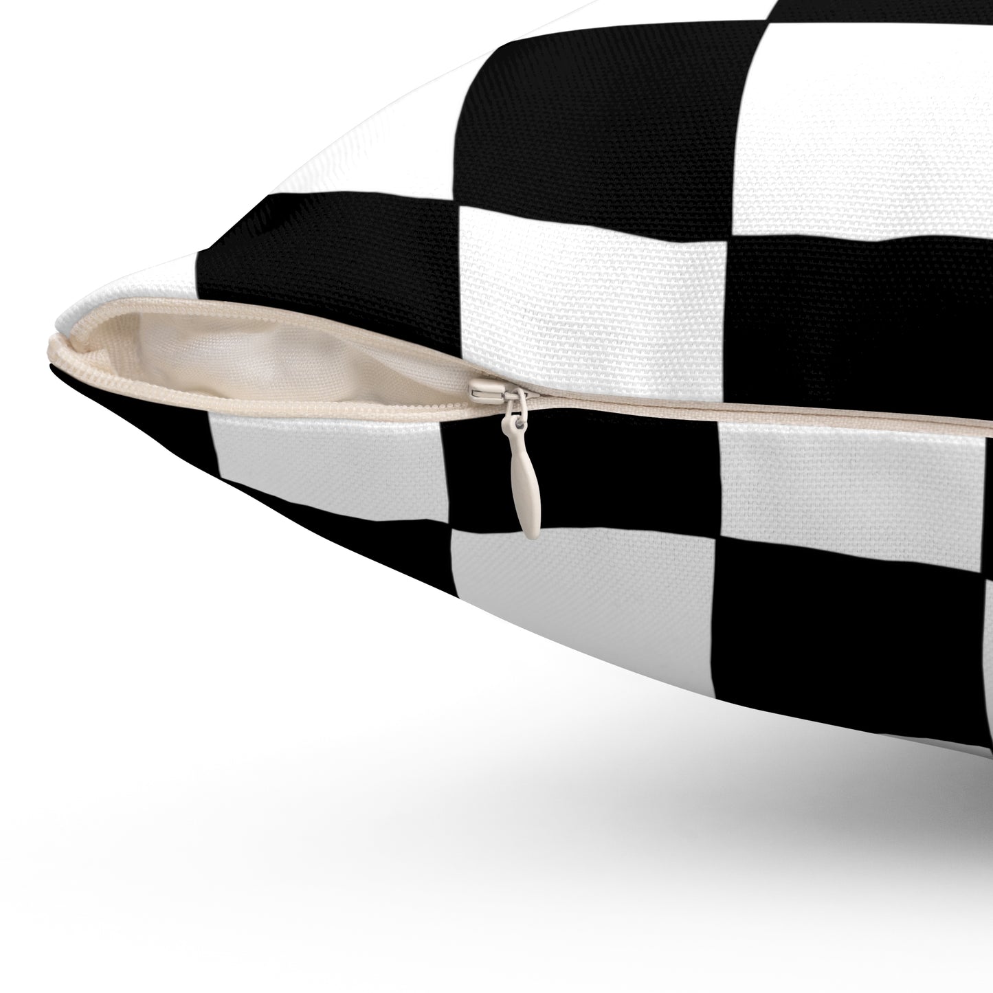 White, Black Retro Check Cushion Pillow