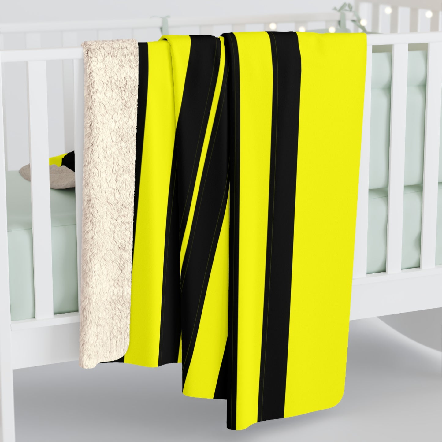 Yellow, Black Retro Stripes Blanket Throw