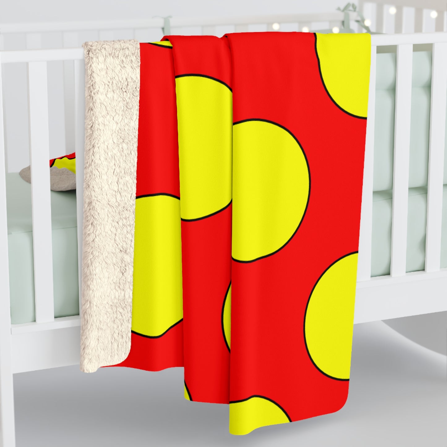 Red, Yellow Retro Polka Dots Blanket Throw
