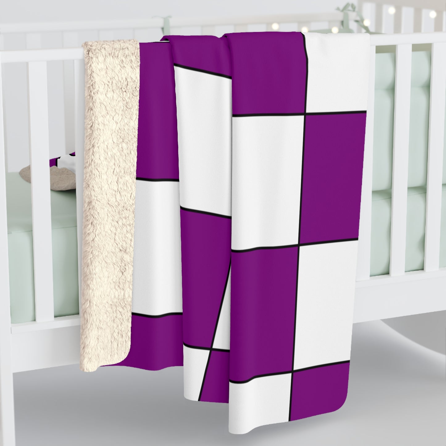Purple, White Retro Check Blanket Throw