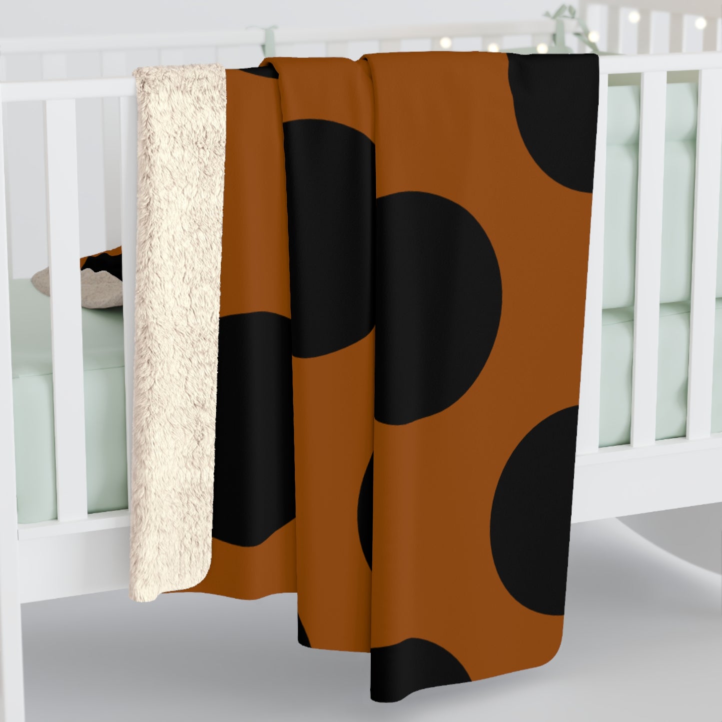 Brown, Black Retro Polka Dots Blanket Throw