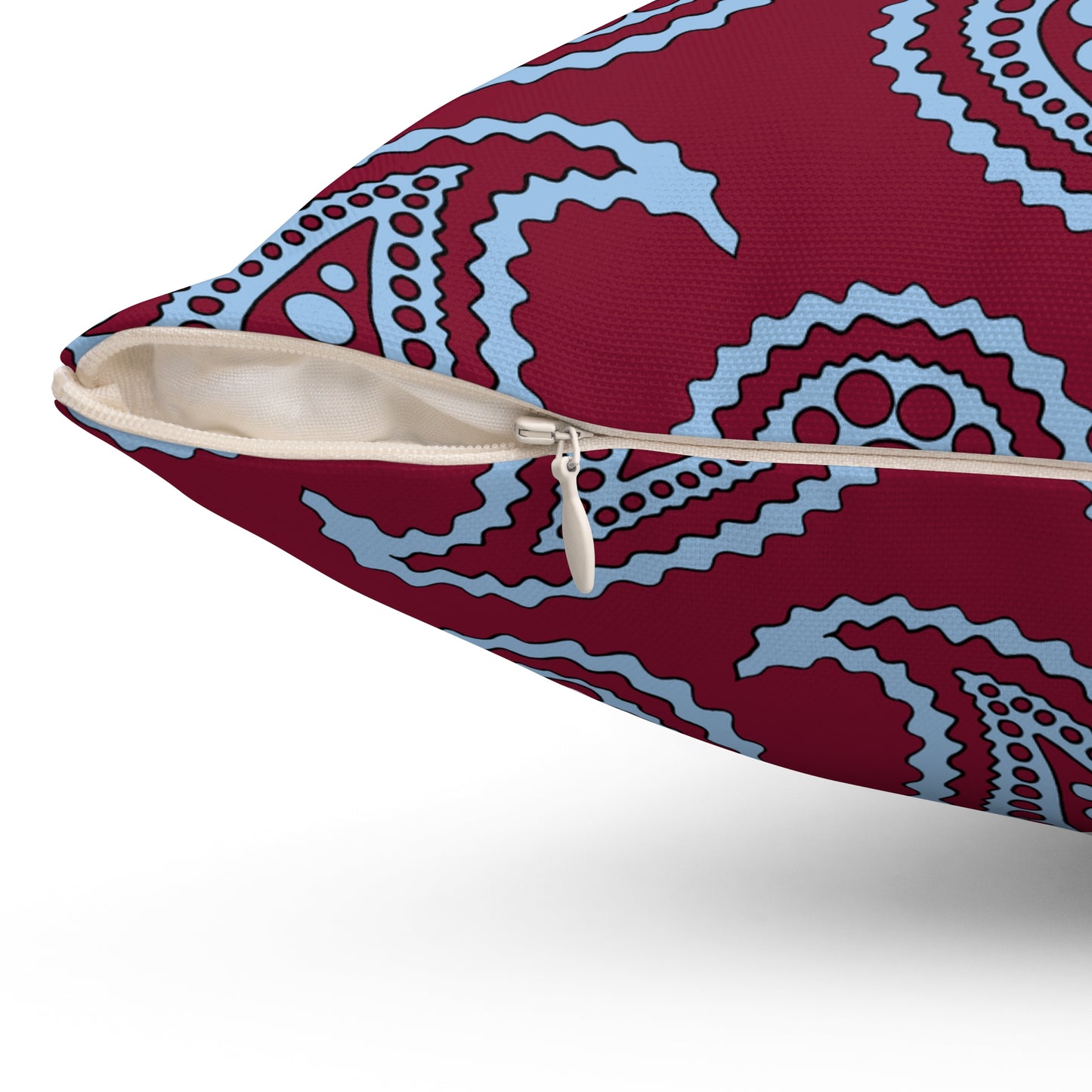 Claret, Blue Retro Paisley Cushion Pillow