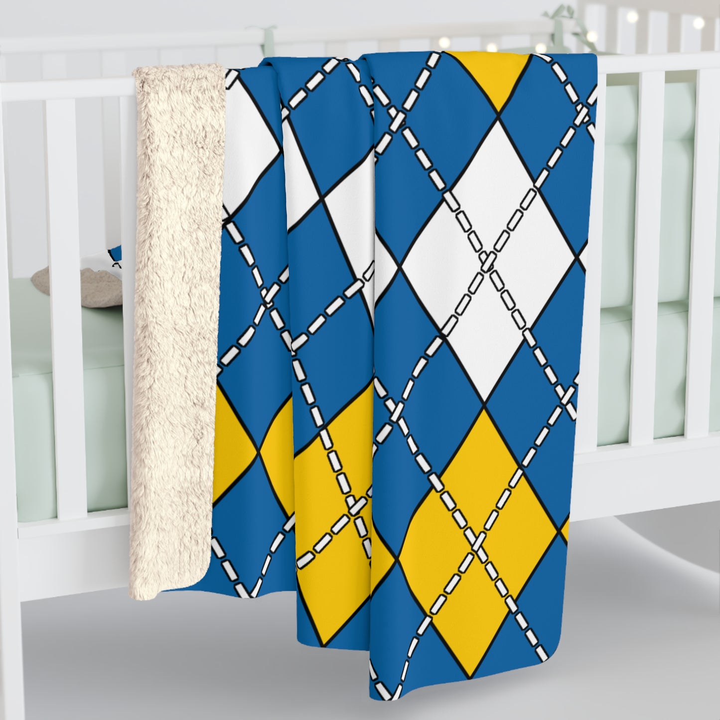 Canary Islands Retro Argyle Blanket Throw