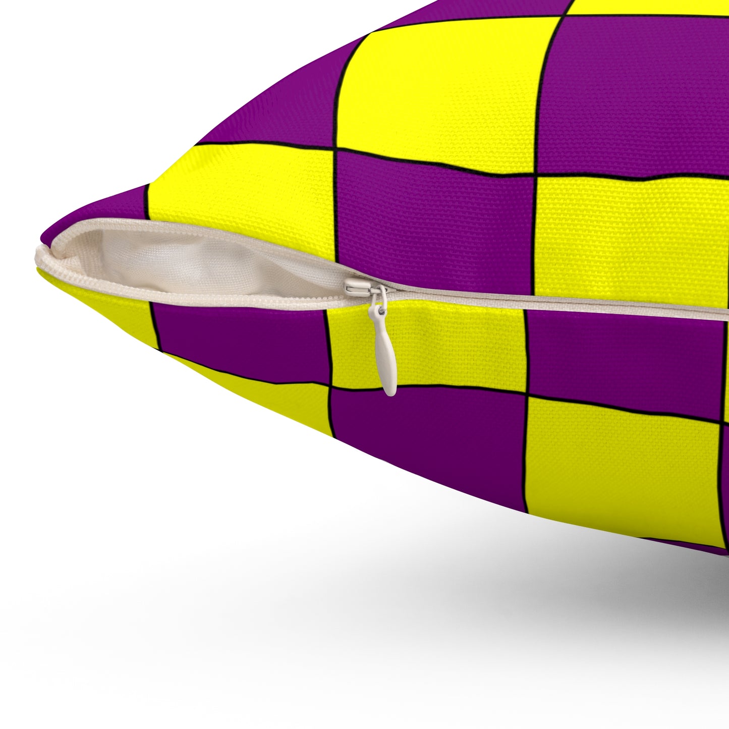 Purple, Yellow Retro Check Cushion Pillow