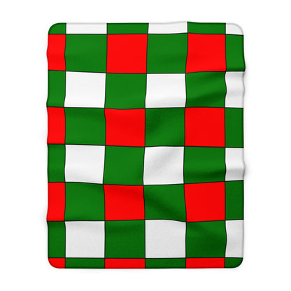 Green, White, Red Retro Check Blanket Throw