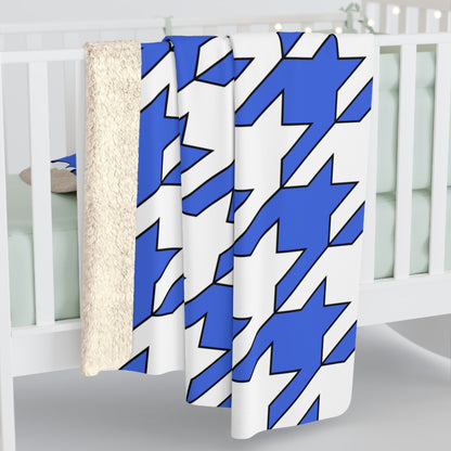 Royal Blue, White Retro Houndstooth Blanket Throw
