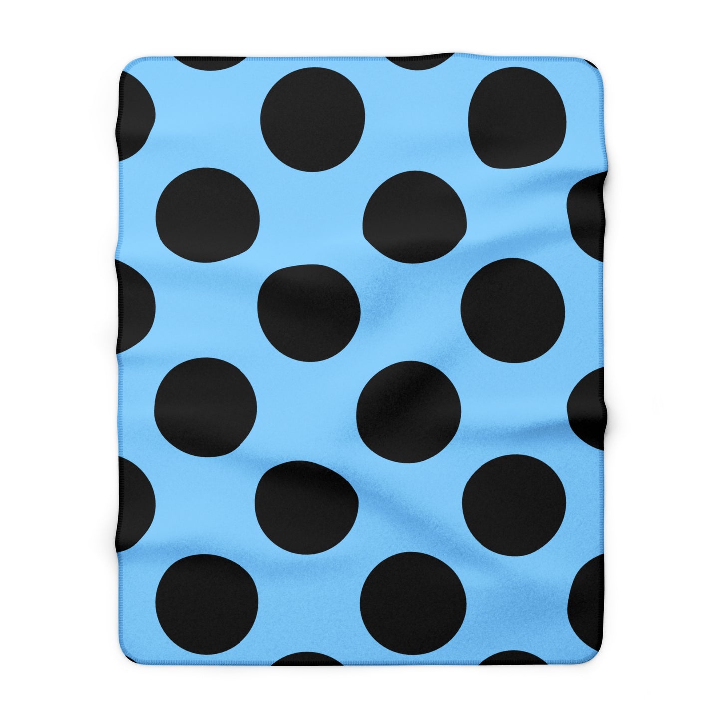Light Blue, Black Retro Polka Dots Blanket Throw