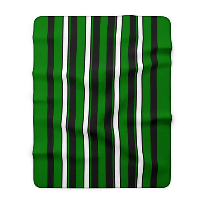 Green, Black, White Retro Stripes Blanket Throw