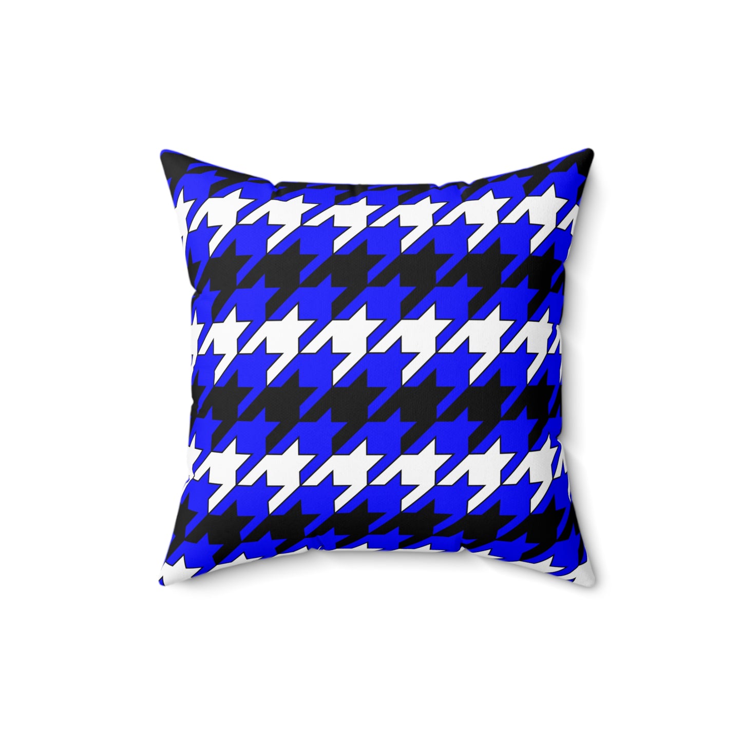 Blue, Black, White Retro Houndstooth Cushion Pillow