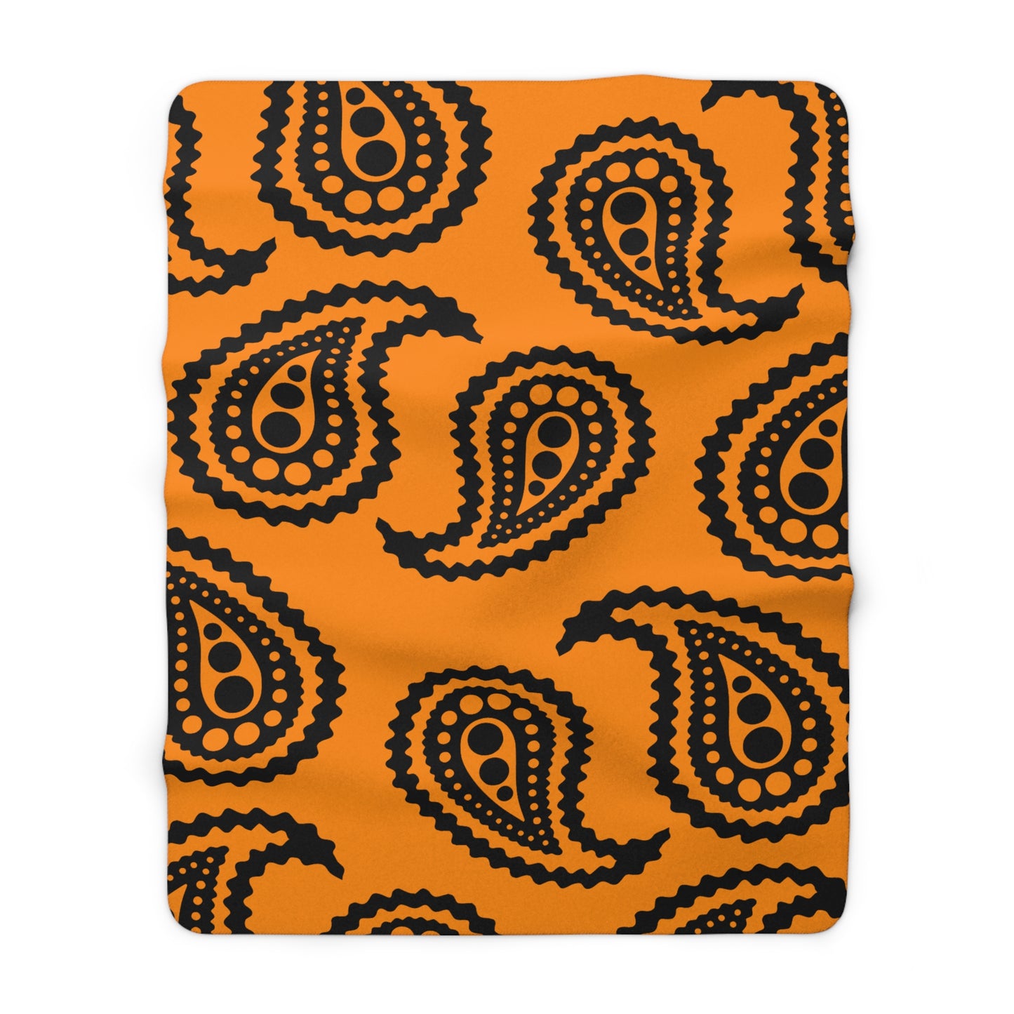 Dark Orange, Black Retro Paisley Blanket Throw