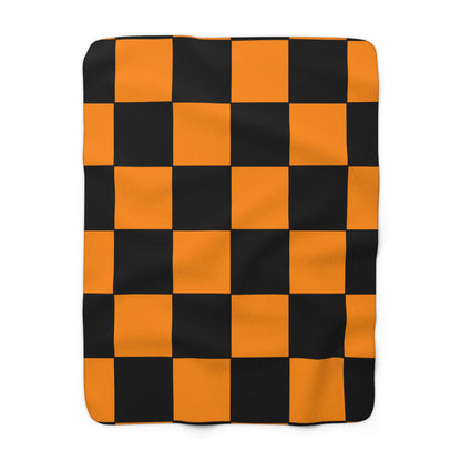 Dark Orange, Black Retro Check Blanket Throw