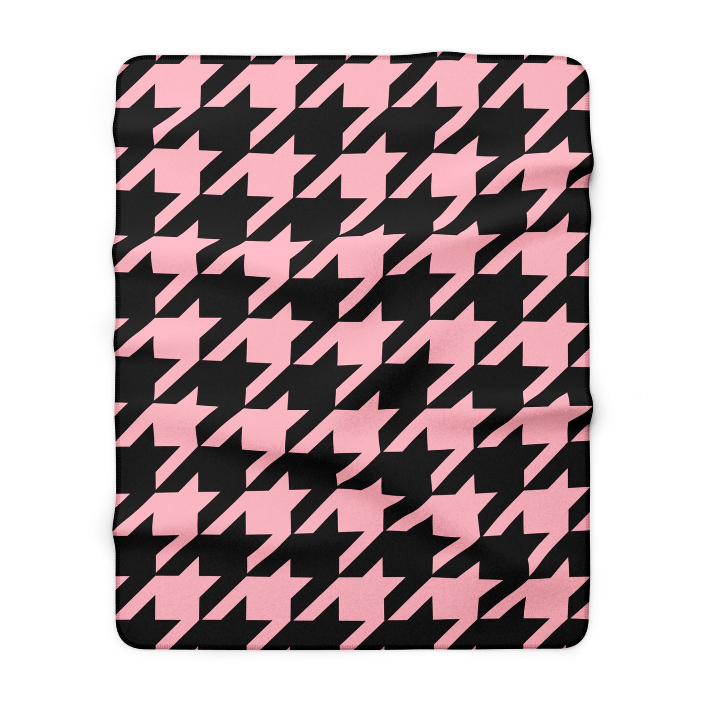 Pink, Black Retro Houndstooth Blanket Throw