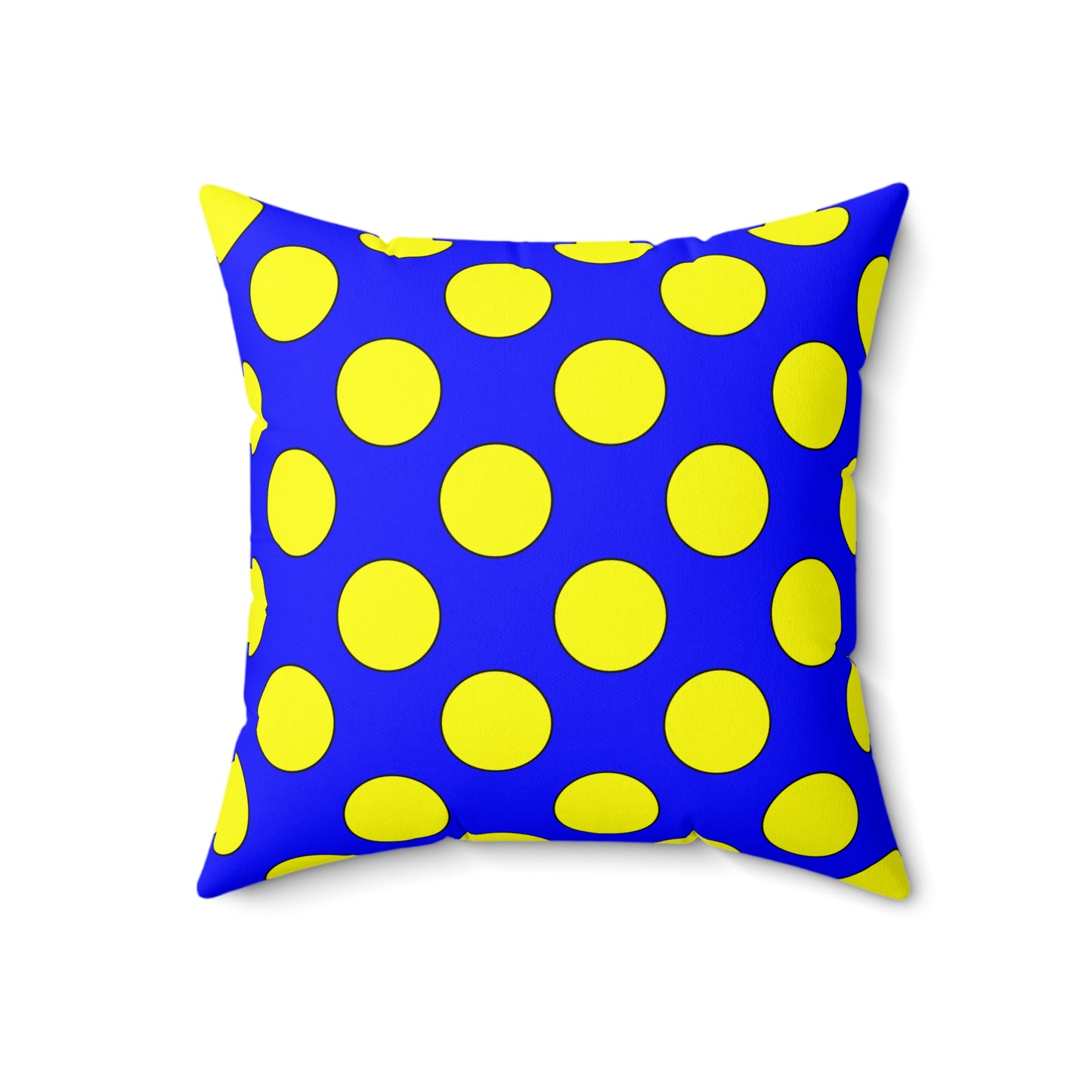 Blue, Yellow Retro Polka Dots Cushion Pillow
