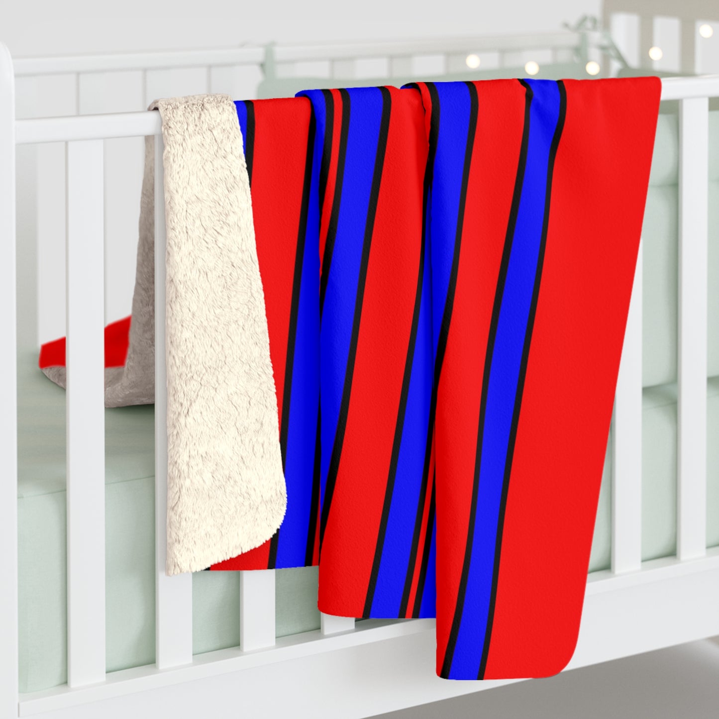 Red, Blue Retro Stripes Blanket Throw