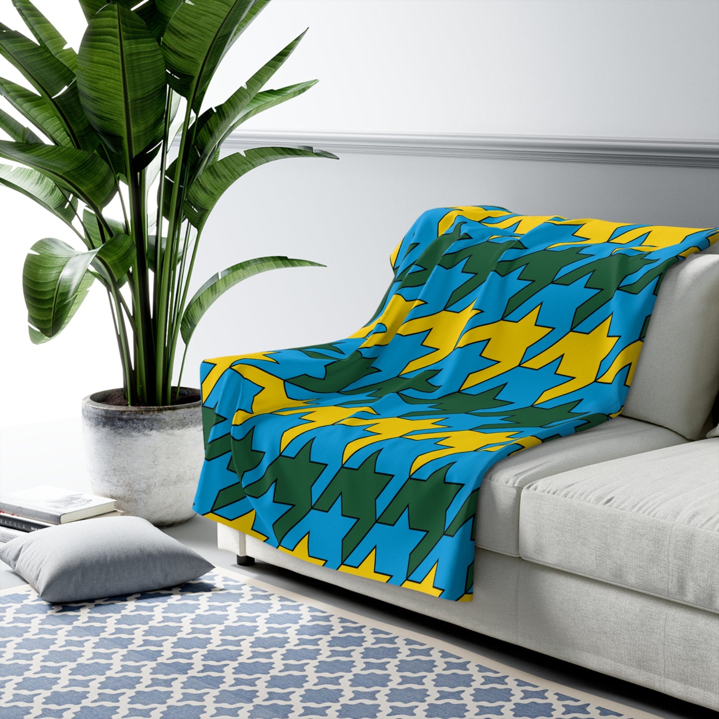 Rwanda Retro Houndstooth Blanket Throw