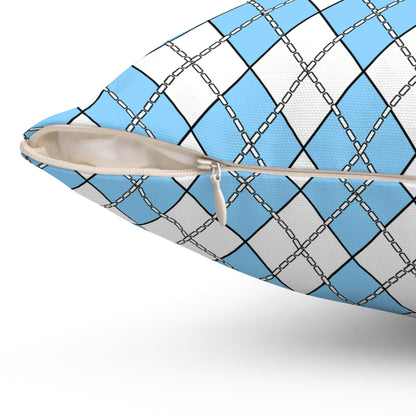 Light Blue, White Retro Argyle Cushion Pillow