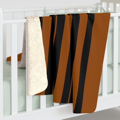 Brown, Black Retro Stripes Blanket Throw