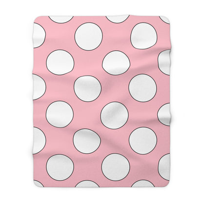 Pink, White Retro Polka Dots Blanket Throw
