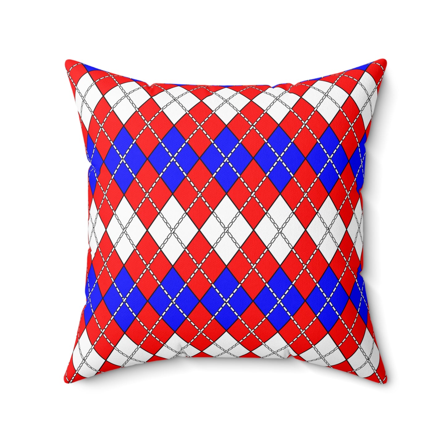 Red, White, Blue Retro Argyle Cushion Pillow