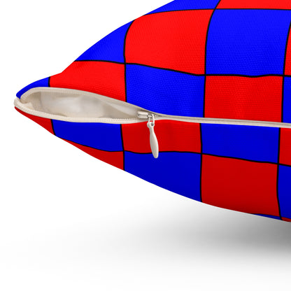 Blue, Red Retro Check Cushion Pillow
