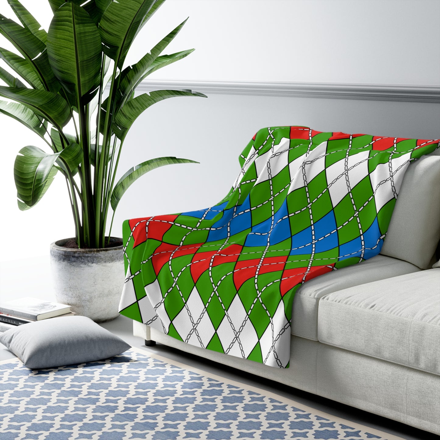 Equatorial Guinea Retro Argyle Blanket Throw