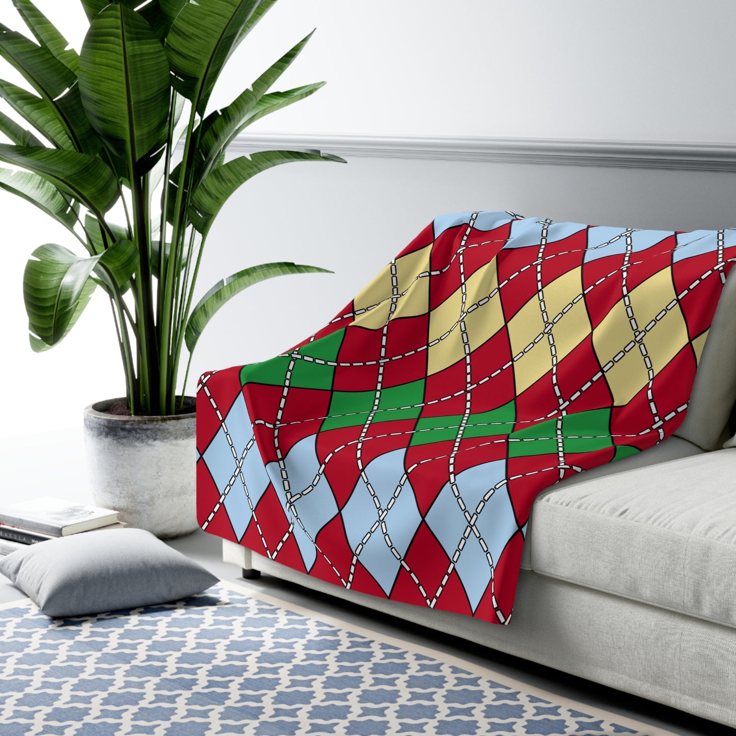 Eritrea Retro Argyle Blanket Throw