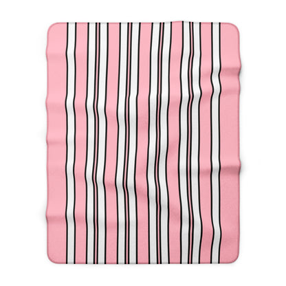 Pink, White Retro Stripes Blanket Throw