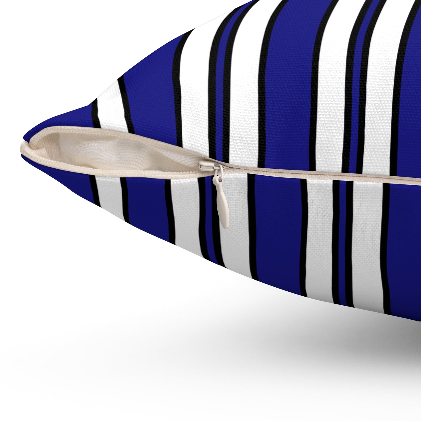 Navy Blue, White Retro Stripes Cushion Pillow