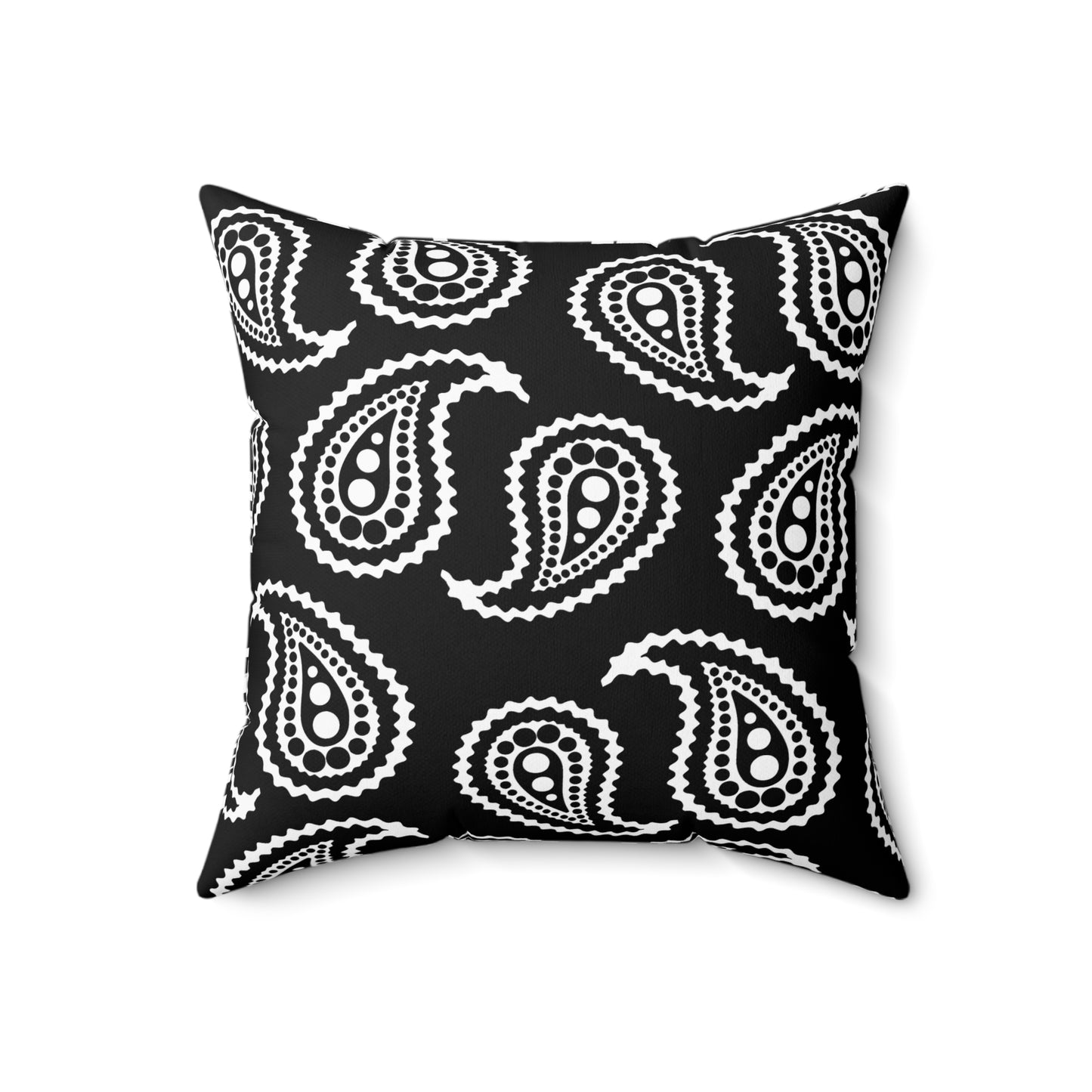 Black, White Retro Paisley Cushion Pillow