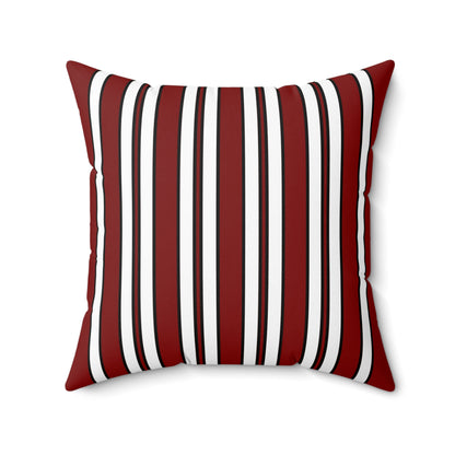 Maroon, White Retro Stripes Cushion Pillow