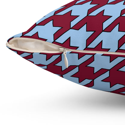 Claret, Blue Retro Houndstooth Cushion Pillow
