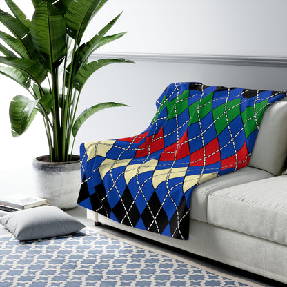 South Sudan Retro Argyle Blanket Throw
