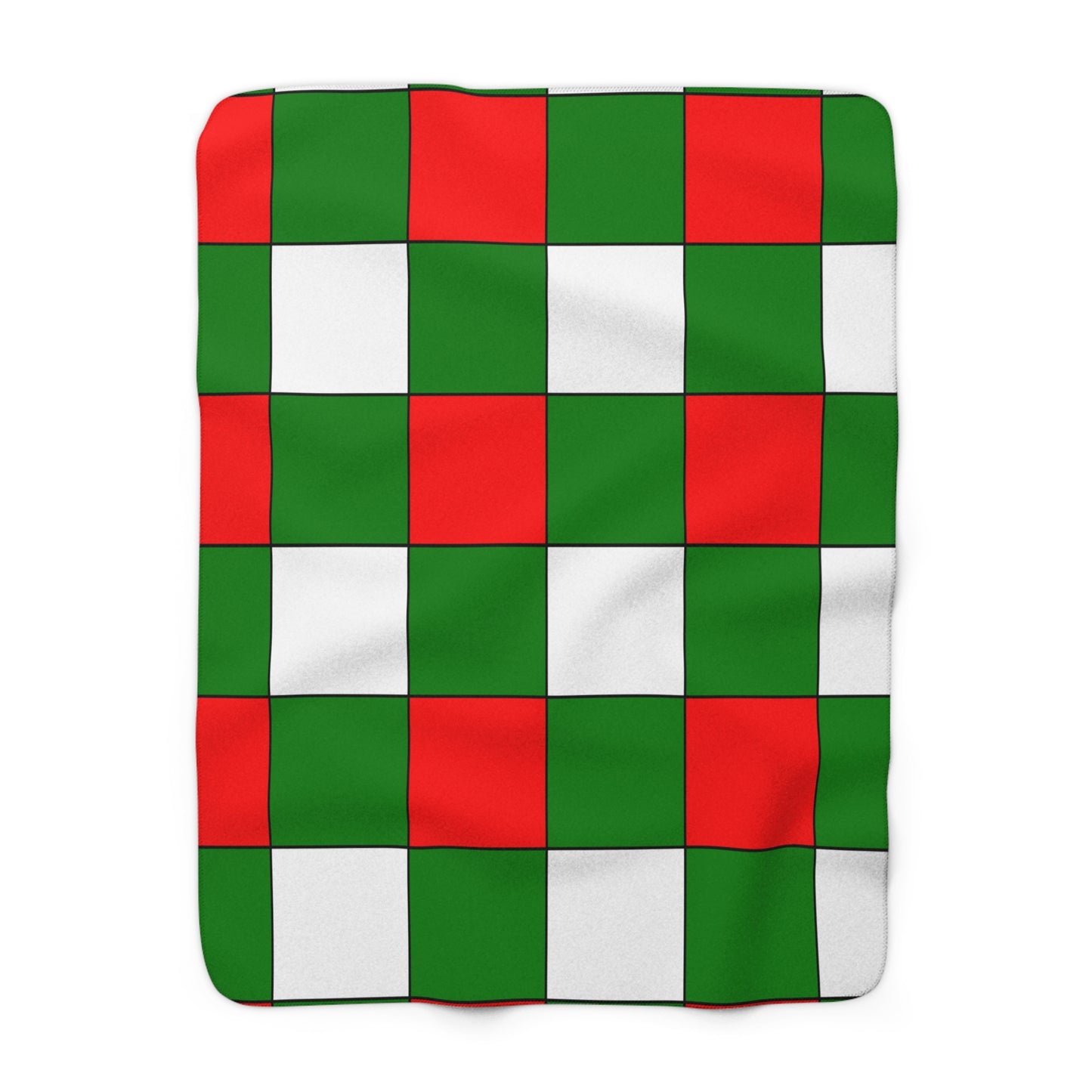 Green, White, Red Retro Check Blanket Throw
