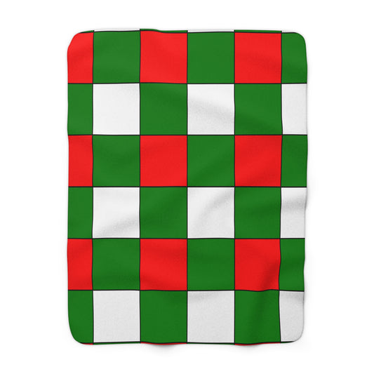 Green, White, Red Retro Check Blanket Throw