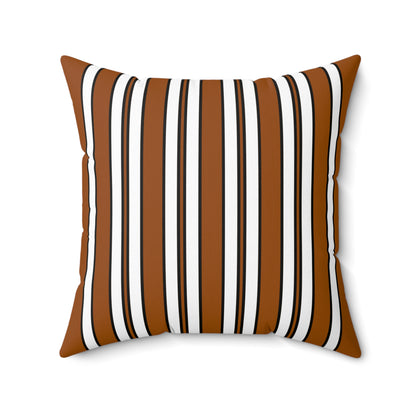 Brown, White Retro Stripes Cushion Pillow