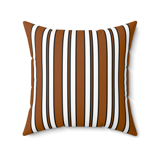 Brown, White Retro Stripes Cushion Pillow