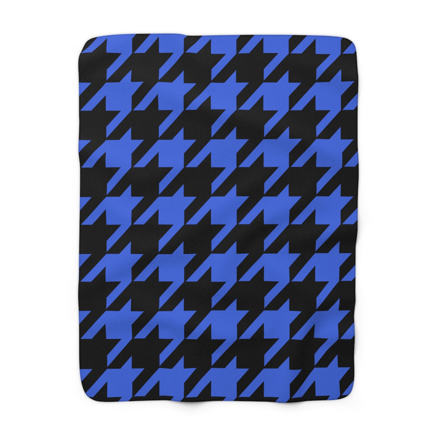 Royal Blue, Black Retro Houndstooth Blanket Throw