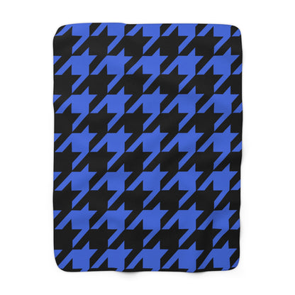 Royal Blue, Black Retro Houndstooth Blanket Throw