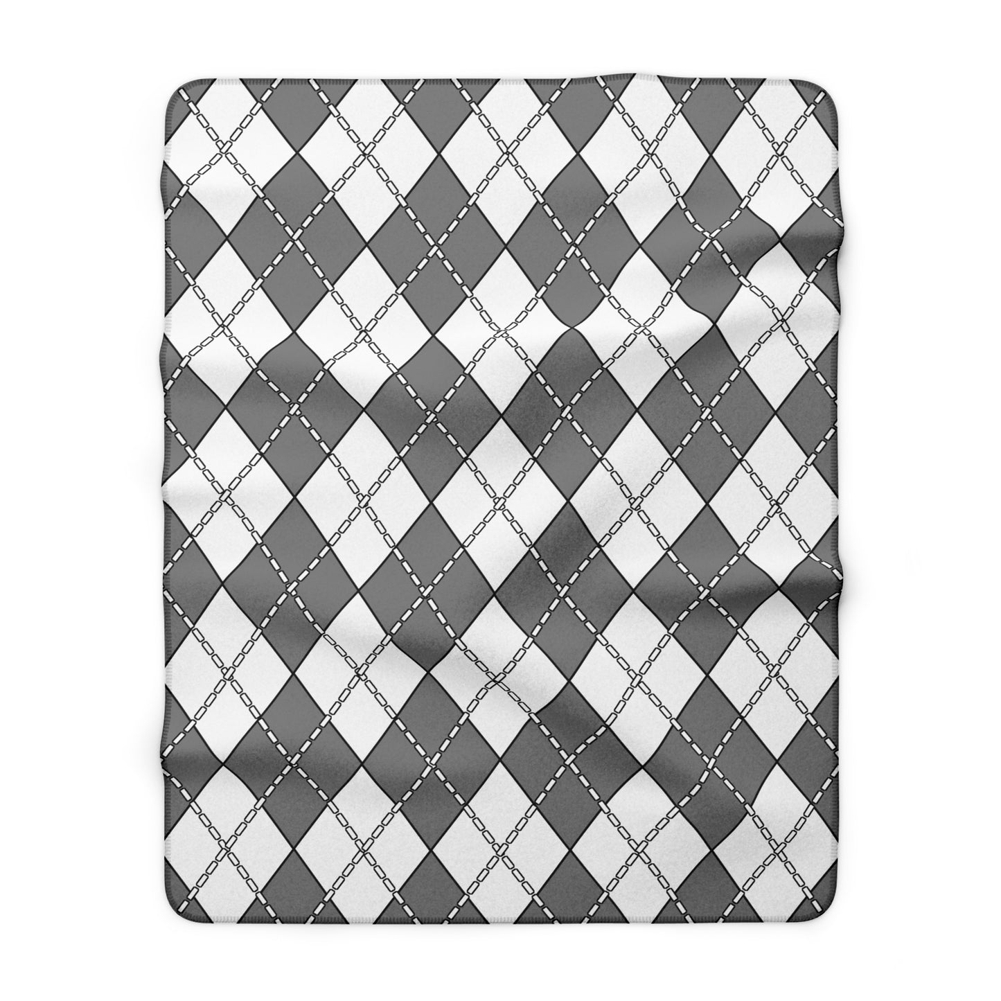 Grey, White Retro Argyle Blanket Throw