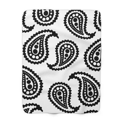 White, Black Retro Paisley Blanket Throw