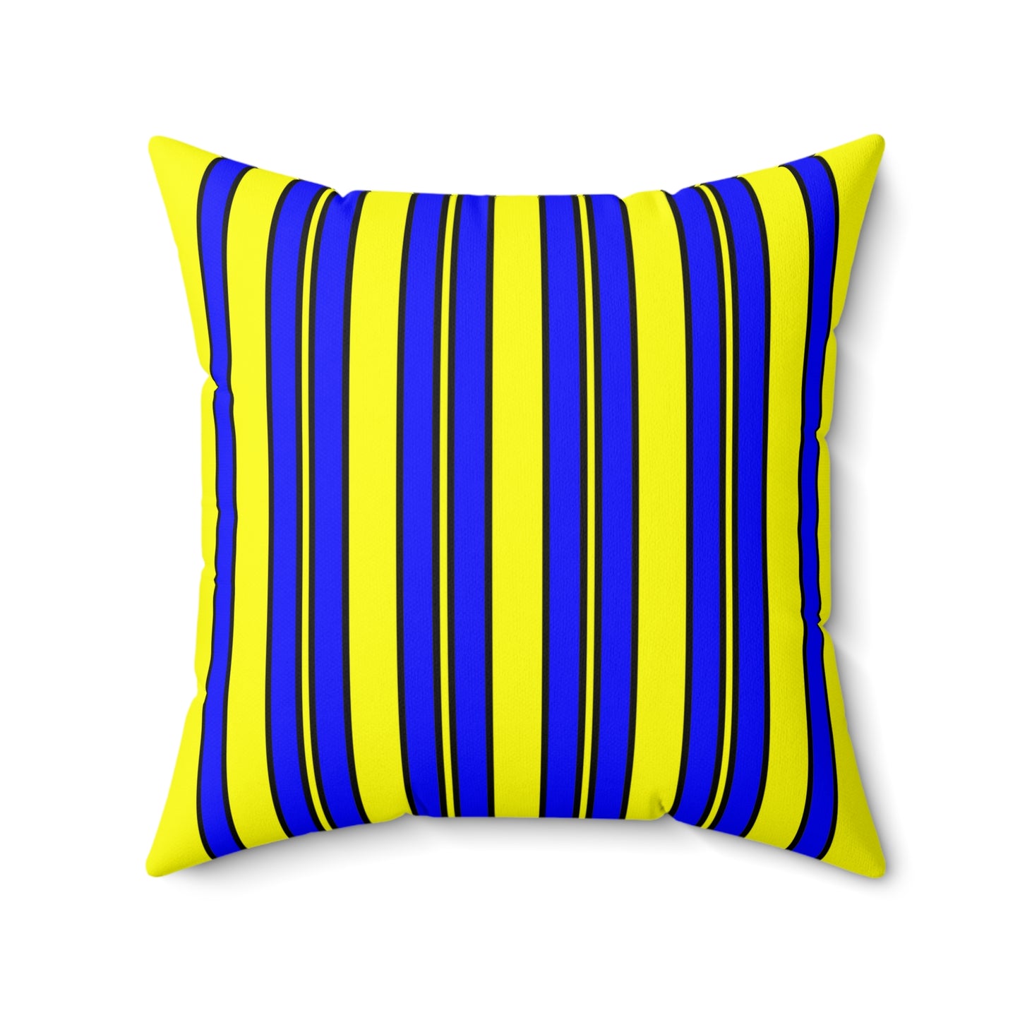 Yellow, Blue Retro Stripes Cushion Pillow