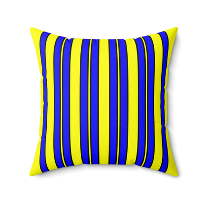 Yellow, Blue Retro Stripes Cushion Pillow