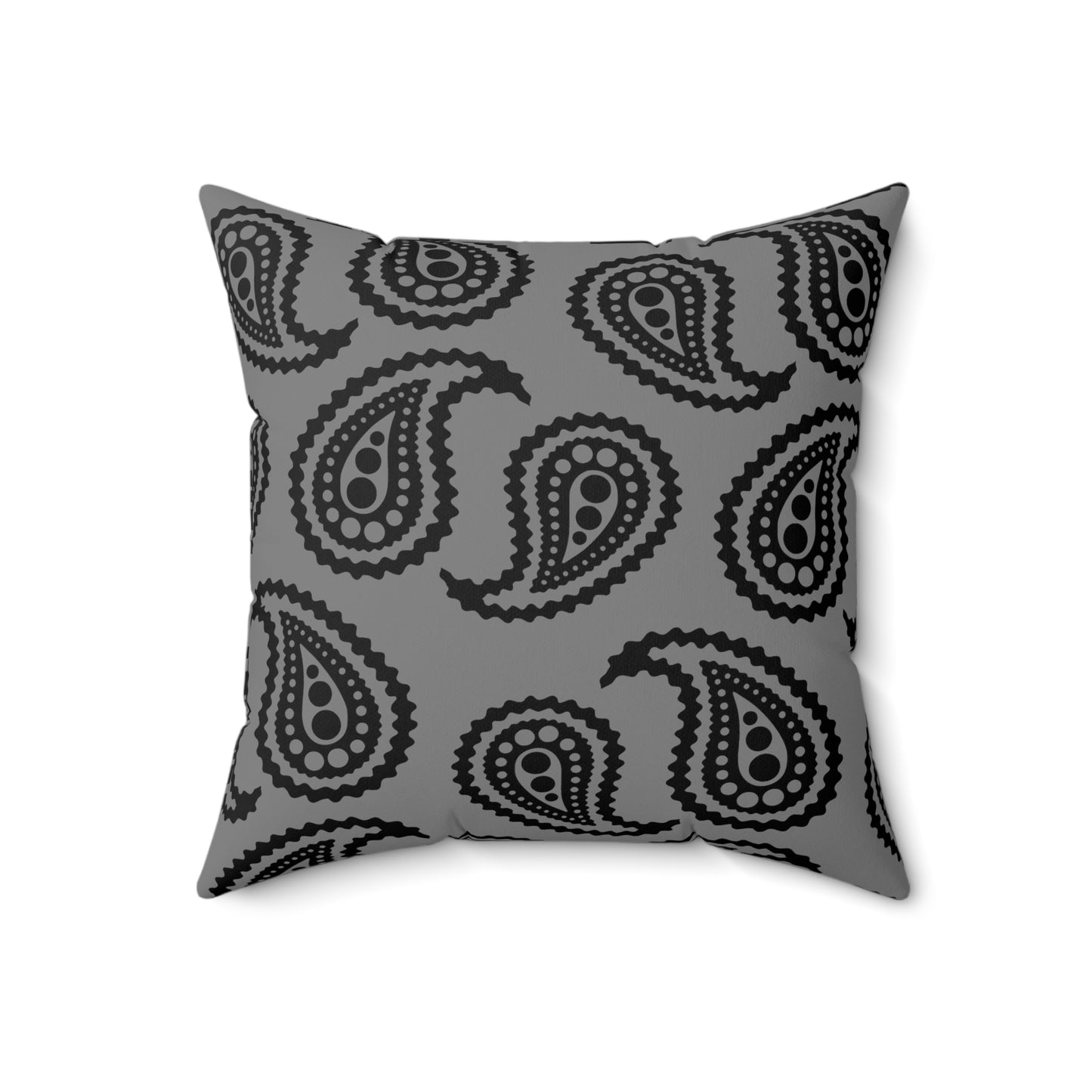 Grey, Black Retro Paisley Cushion Pillow
