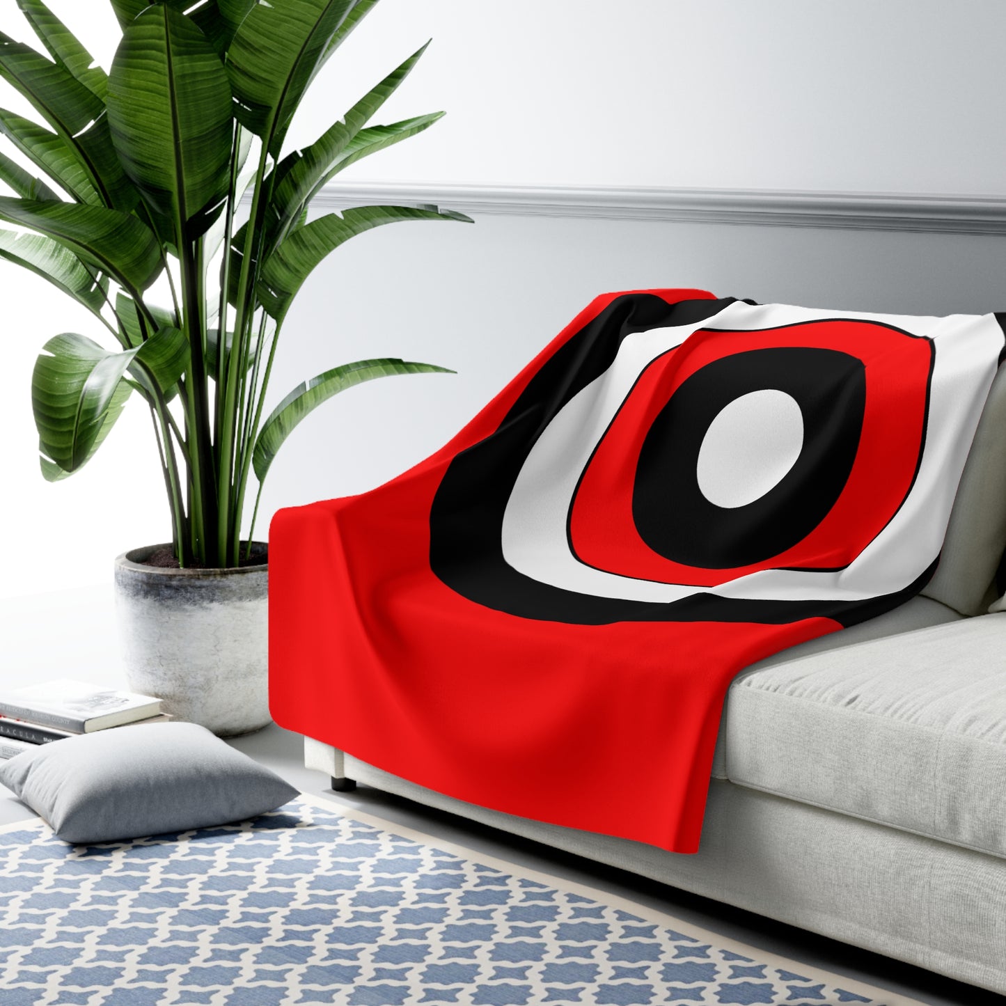 Red, Black, White Retro Target Blanket Throw